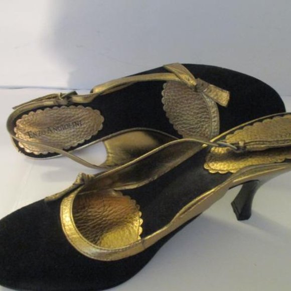 *Enzo Angiolini Black Suede Slingback Round Toe - Picture 4 of 10